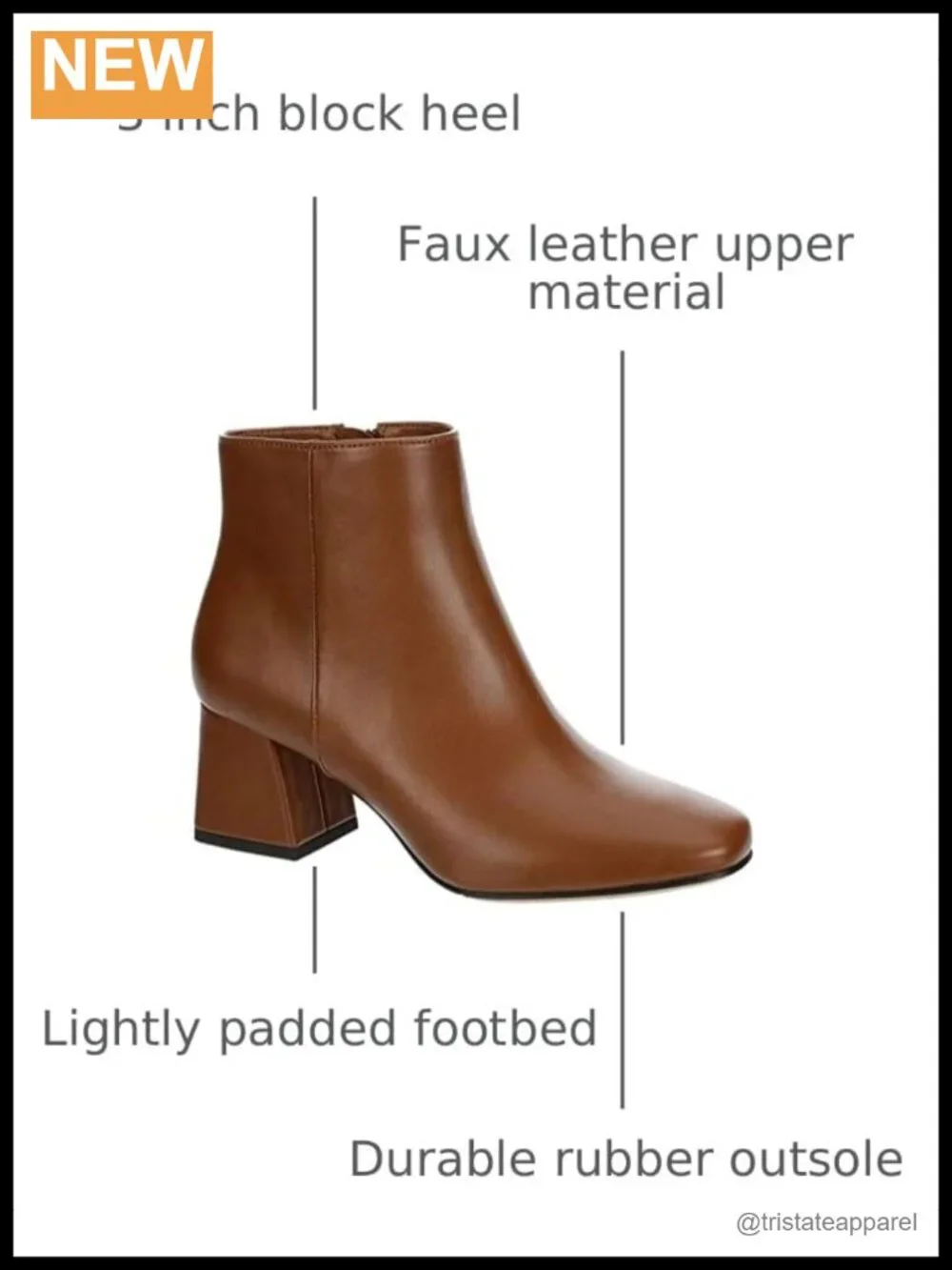 Women's Faux Leather Zip-up Block Heel Ankle Bootie Dress Boot